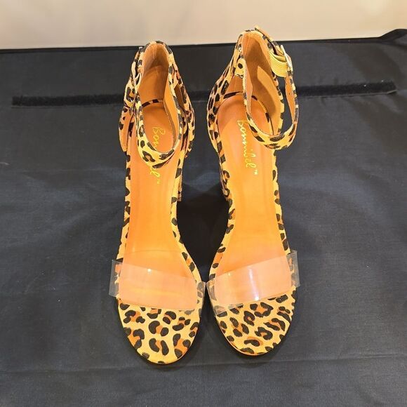 BRAND NEW BONNIBEL KIMBERLY LEOPARD SUEDE ANKLE STRAP HEELS - Picture 2 of 16